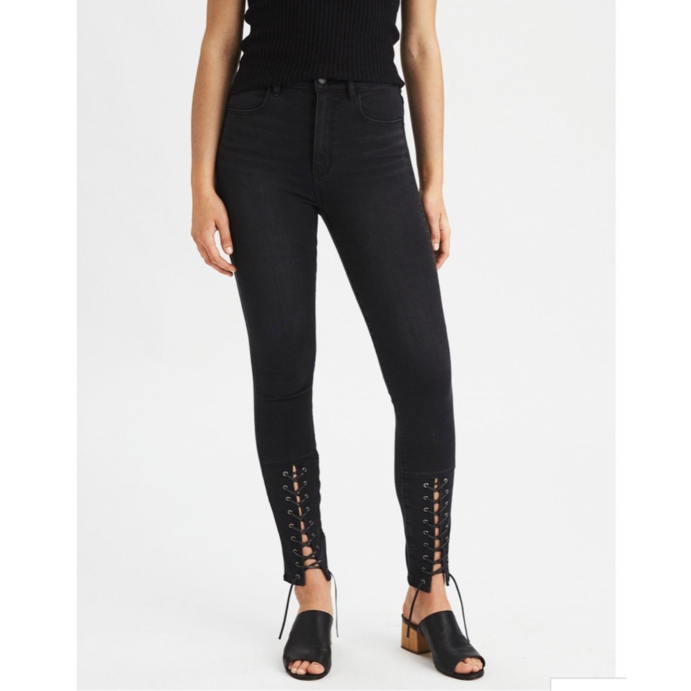 AE DENIM X4 HIGHEST WAIST LACE UP JEGGING